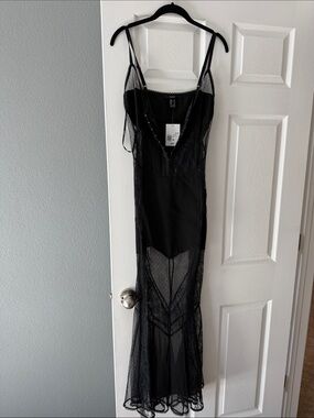 Forever 21 Black Lace Slip Dress with Spaghetti Straps